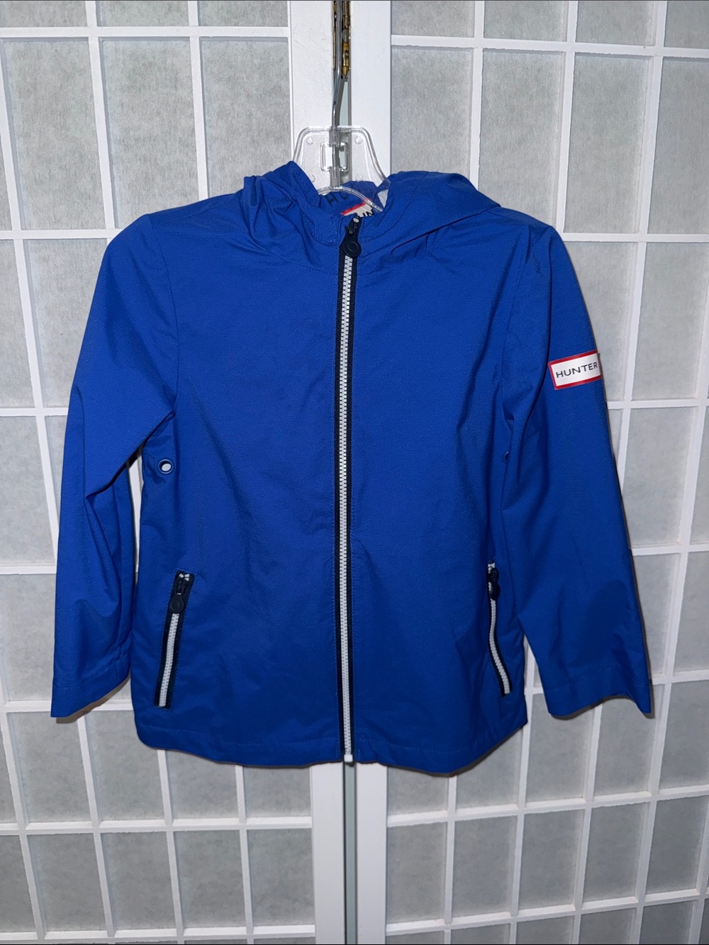 Hunter Kids Royal Blue Hooded Raincoat with Zip Pockets Size 3T